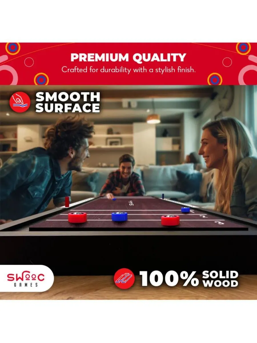 Настольная игра-трансформер 2-в-1 Shuffleboard and Curling SWOOC — изображение 3 из 6, нет цвета