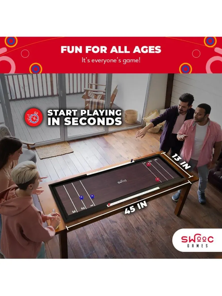 Настольная игра-трансформер 2-в-1 Shuffleboard and Curling SWOOC — изображение 5 из 6, нет цвета