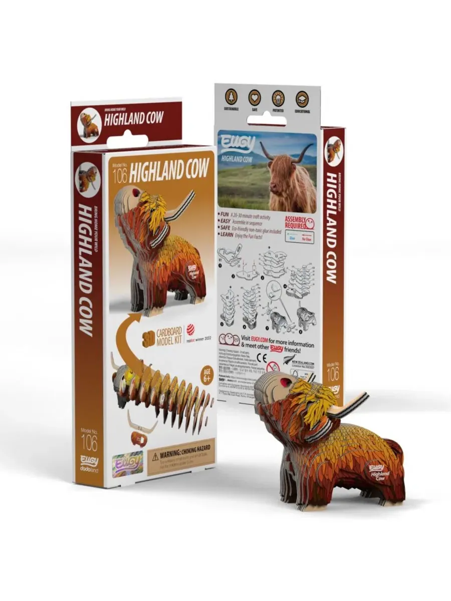 Объемный 3D-пазл Highland Cow из картона Eugy