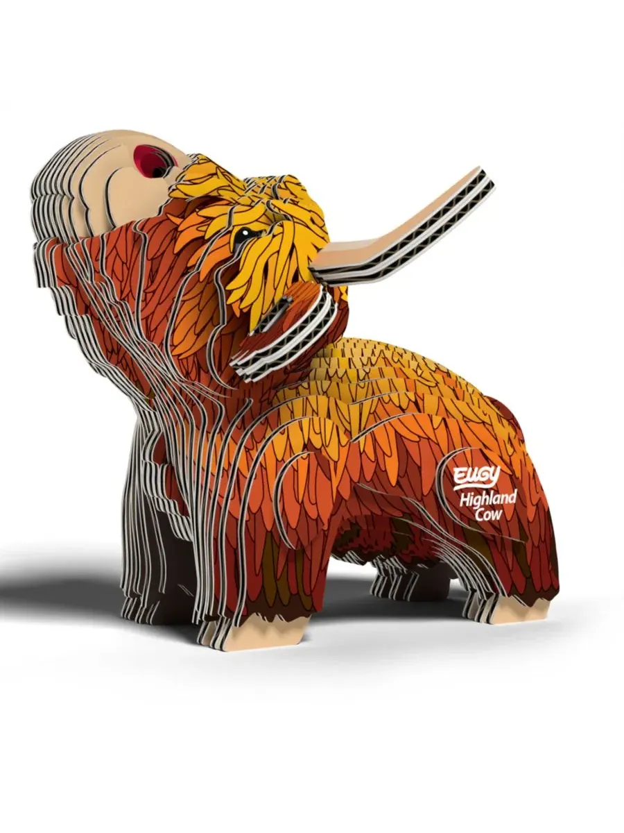 Объемный 3D-пазл Highland Cow из картона Eugy — изображение 2 из 3, коричневый