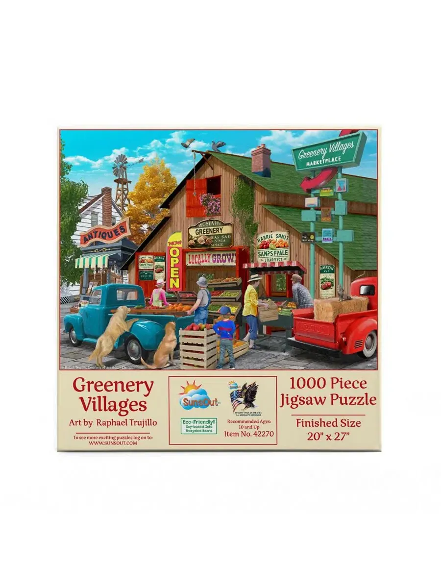 Пазл Greenery Villages из 1000 деталей для взрослых Sunsout — изображение 2 из 5, нет цвета