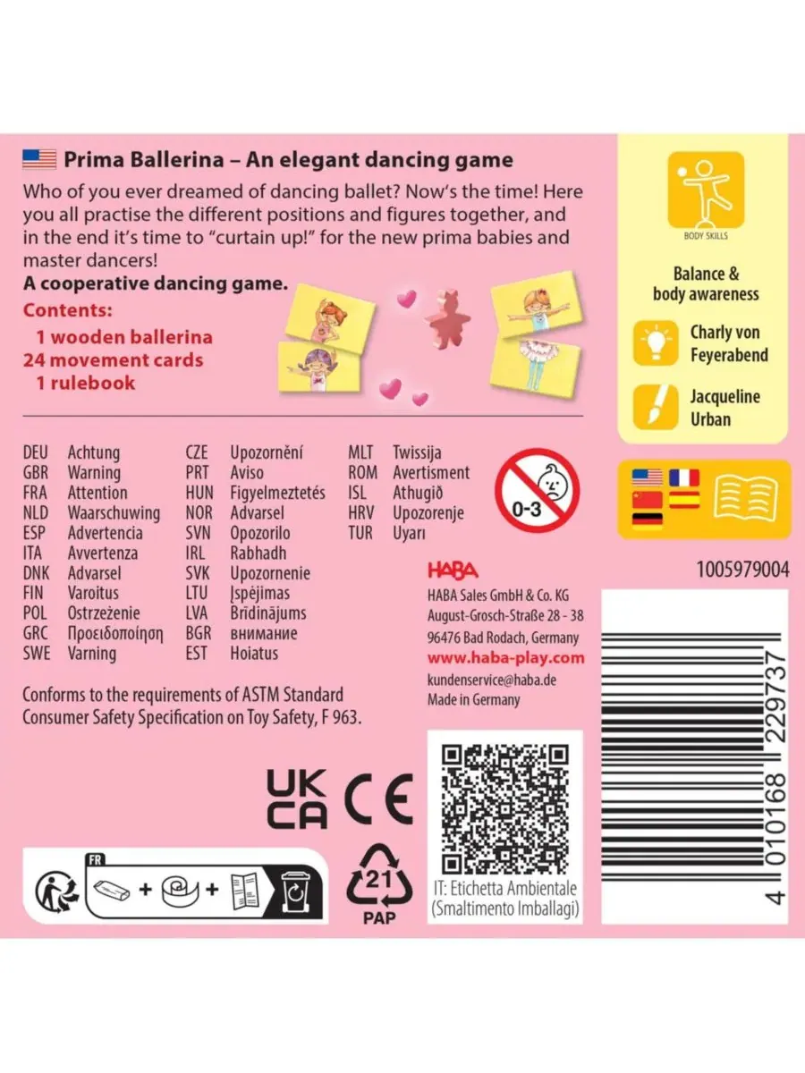 Настольная игра Haba Prima Ballerina Mini Game — изображение 4 из 4, нет цвета