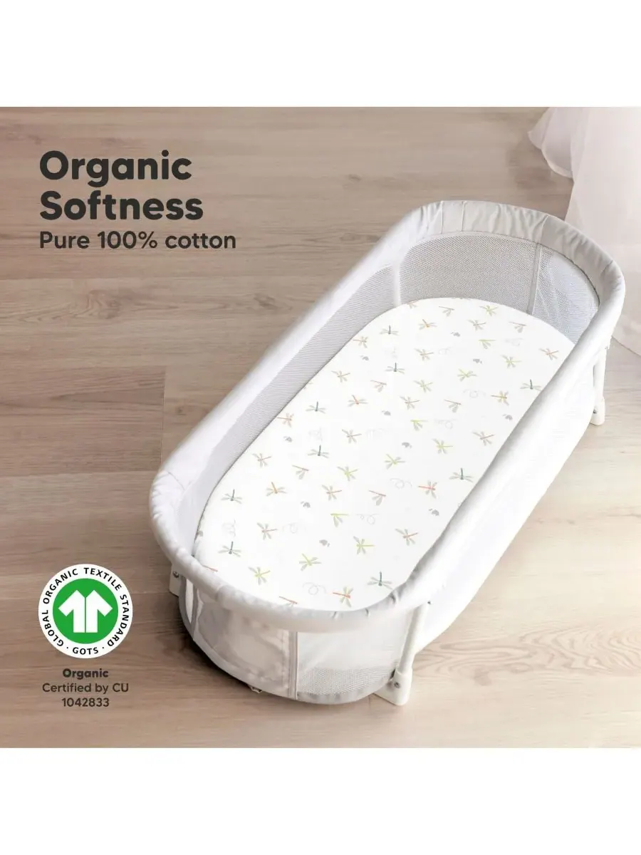 Комплект из 2 простыней для детской люльки Soothe, простыни для матраса прикроватной люльки — изображение 2 из 9, луговой