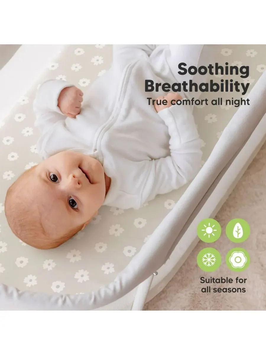 Комплект из 2 простыней для детской люльки Soothe, простыни для матраса прикроватной люльки — изображение 4 из 9, луговой