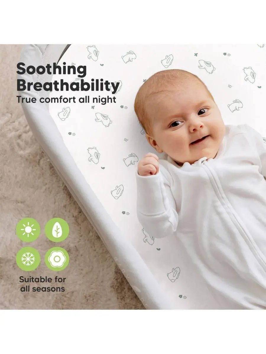 Комплект из 2 простыней для детской люльки Soothe, простыни для матраса прикроватной люльки — изображение 4 из 9