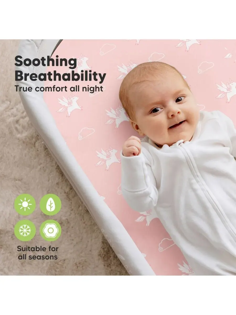 Комплект из 2 простыней для детской люльки Soothe, простыни для матраса прикроватной люльки — изображение 4 из 9