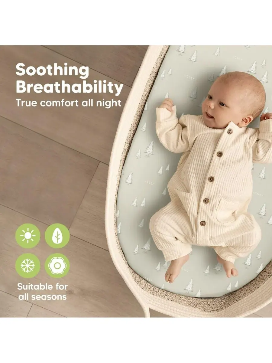 Комплект из 2 простыней для детской люльки Soothe, простыни для матраса прикроватной люльки — изображение 4 из 9