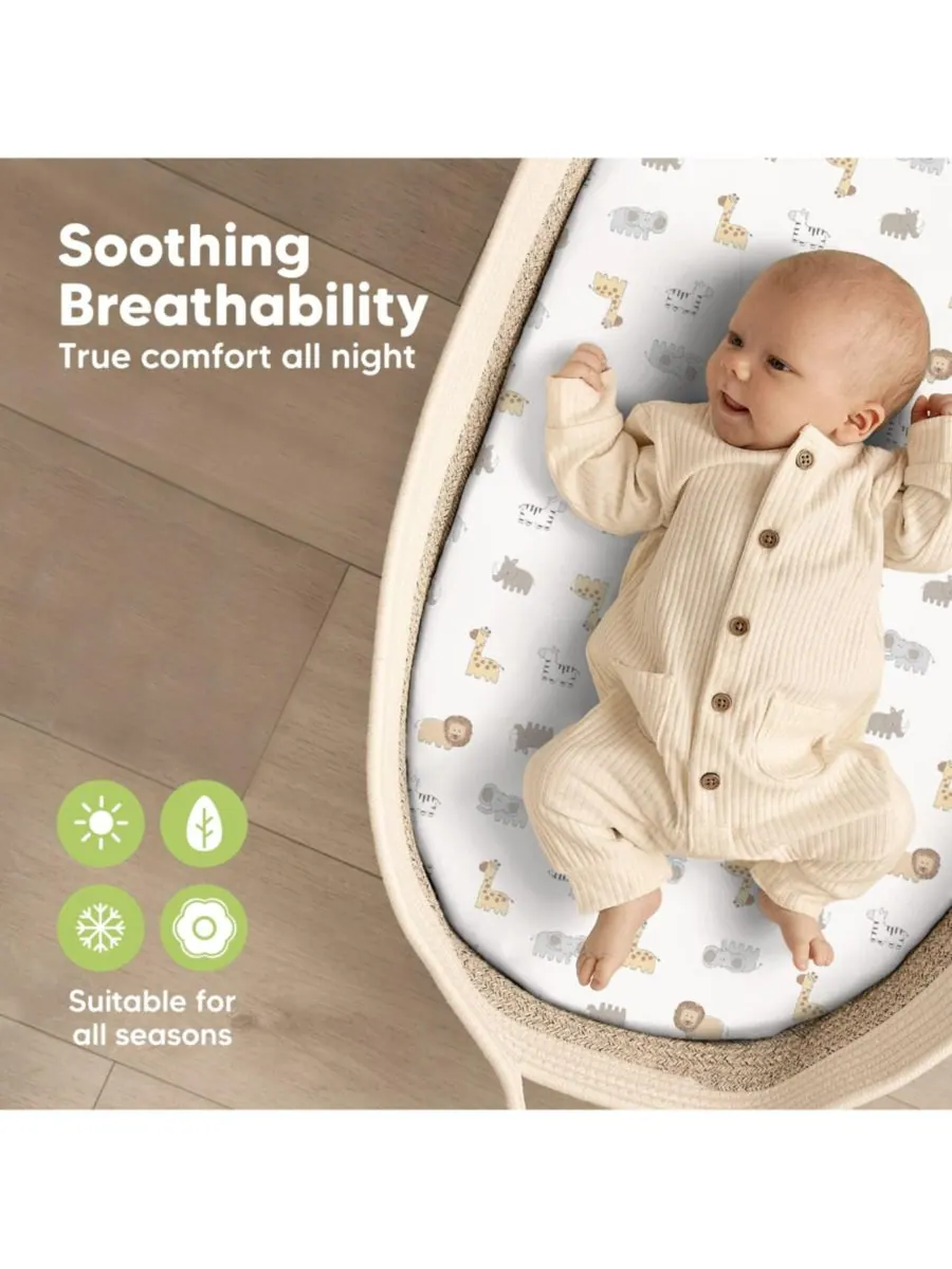 Комплект из 2 простыней для детской люльки Soothe, простыни для матраса прикроватной люльки — изображение 4 из 9