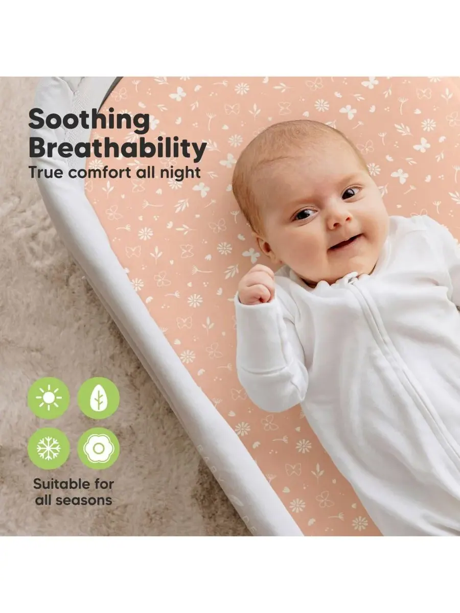 Комплект из 2 простыней для детской люльки Soothe, простыни для матраса прикроватной люльки — изображение 4 из 9