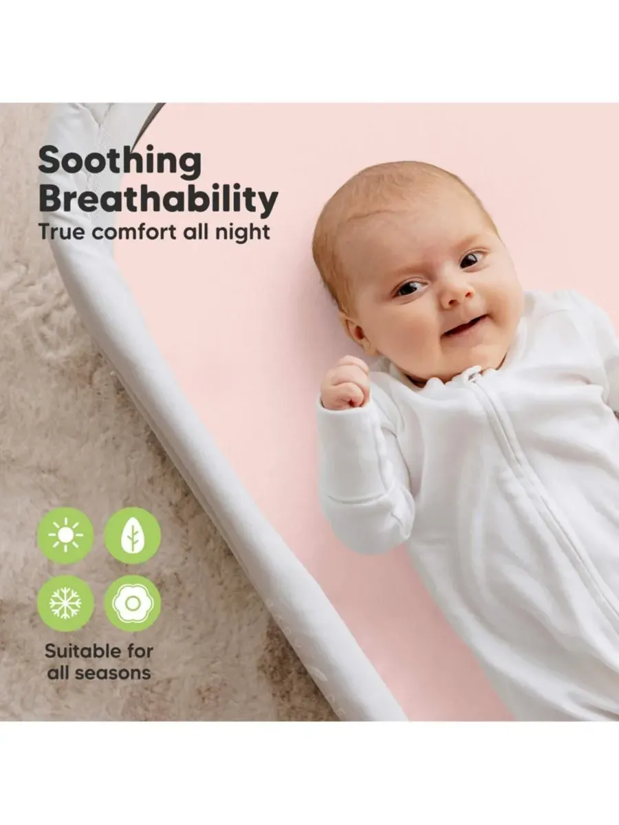 Комплект из 2 простыней для детской люльки Soothe, простыни для матраса прикроватной люльки — изображение 4 из 9, розовый
