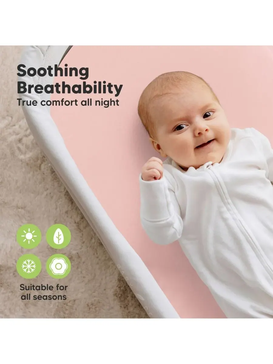 Комплект из 2 простыней для детской люльки Soothe, простыни для матраса прикроватной люльки — изображение 4 из 9, розовый