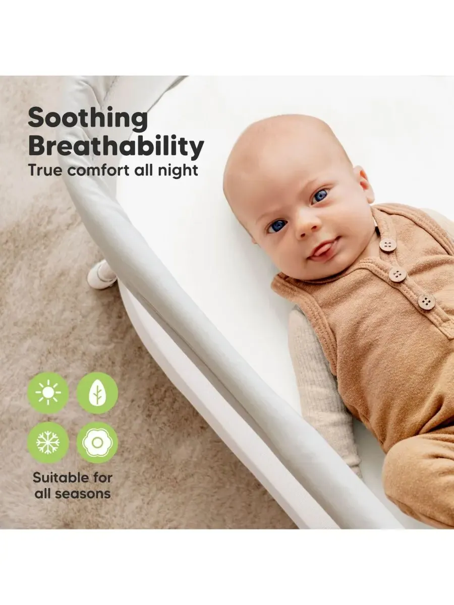 Комплект из 2 простыней для детской люльки Soothe, простыни для матраса прикроватной люльки — изображение 4 из 9, белый
