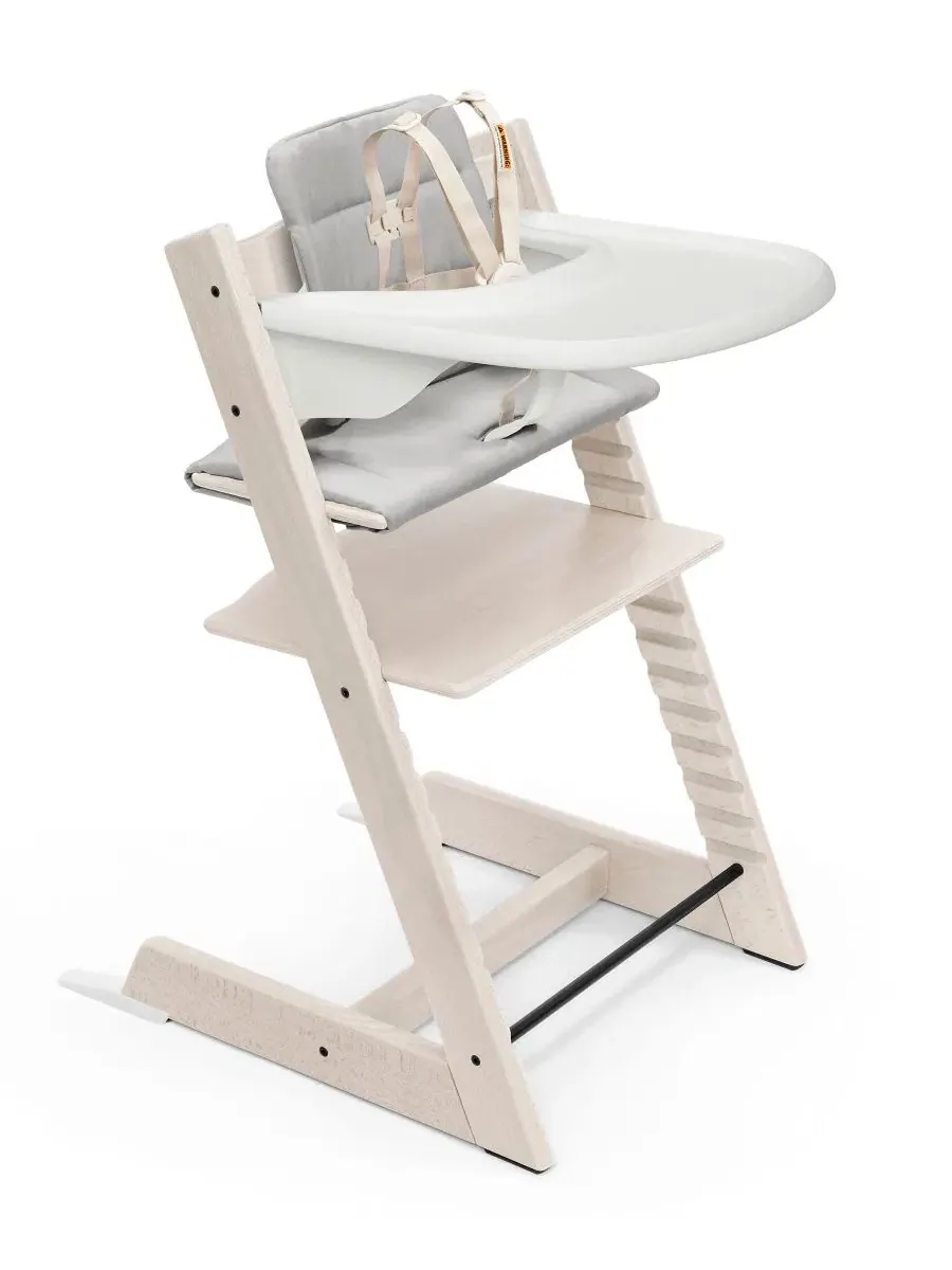 Детский стульчик для кормления Baby Tripp Trapp, подушка и поднос Stokke — белый
