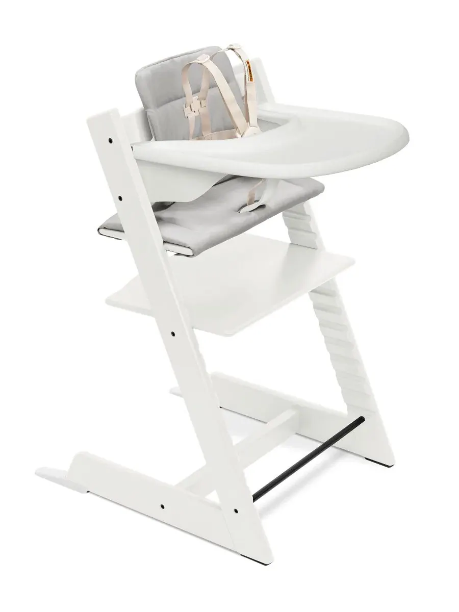 Детский стульчик для кормления Baby Tripp Trapp, подушка и поднос Stokke — белый