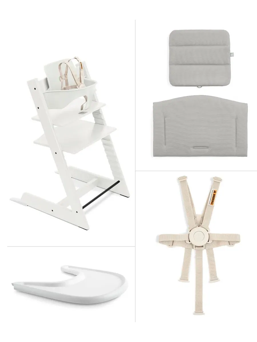 Детский стульчик для кормления Baby Tripp Trapp, подушка и поднос Stokke — изображение 2 из 6, белый
