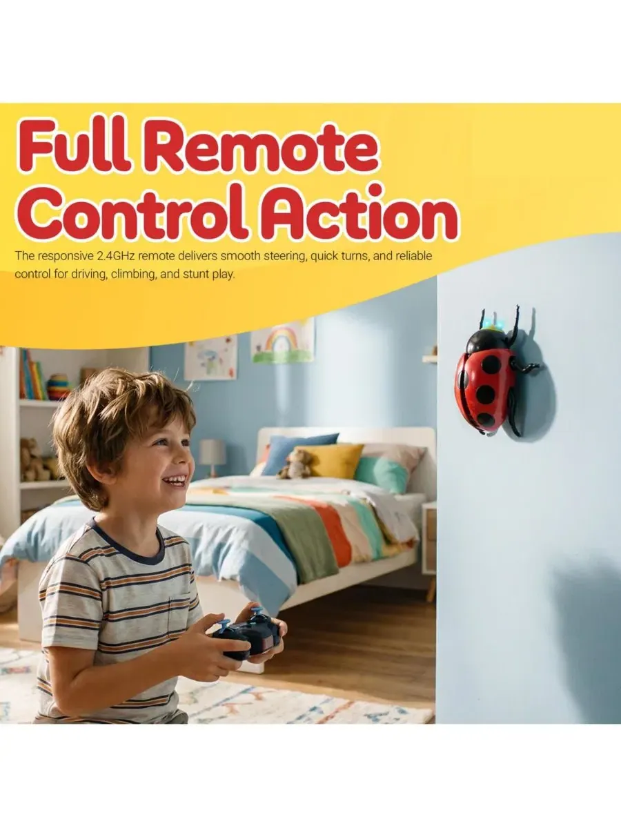 Радиоуправляемая игрушка-жук Contixo RC7 Wall Climbing RC Stunt Ladybug — изображение 2 из 4, черный красный