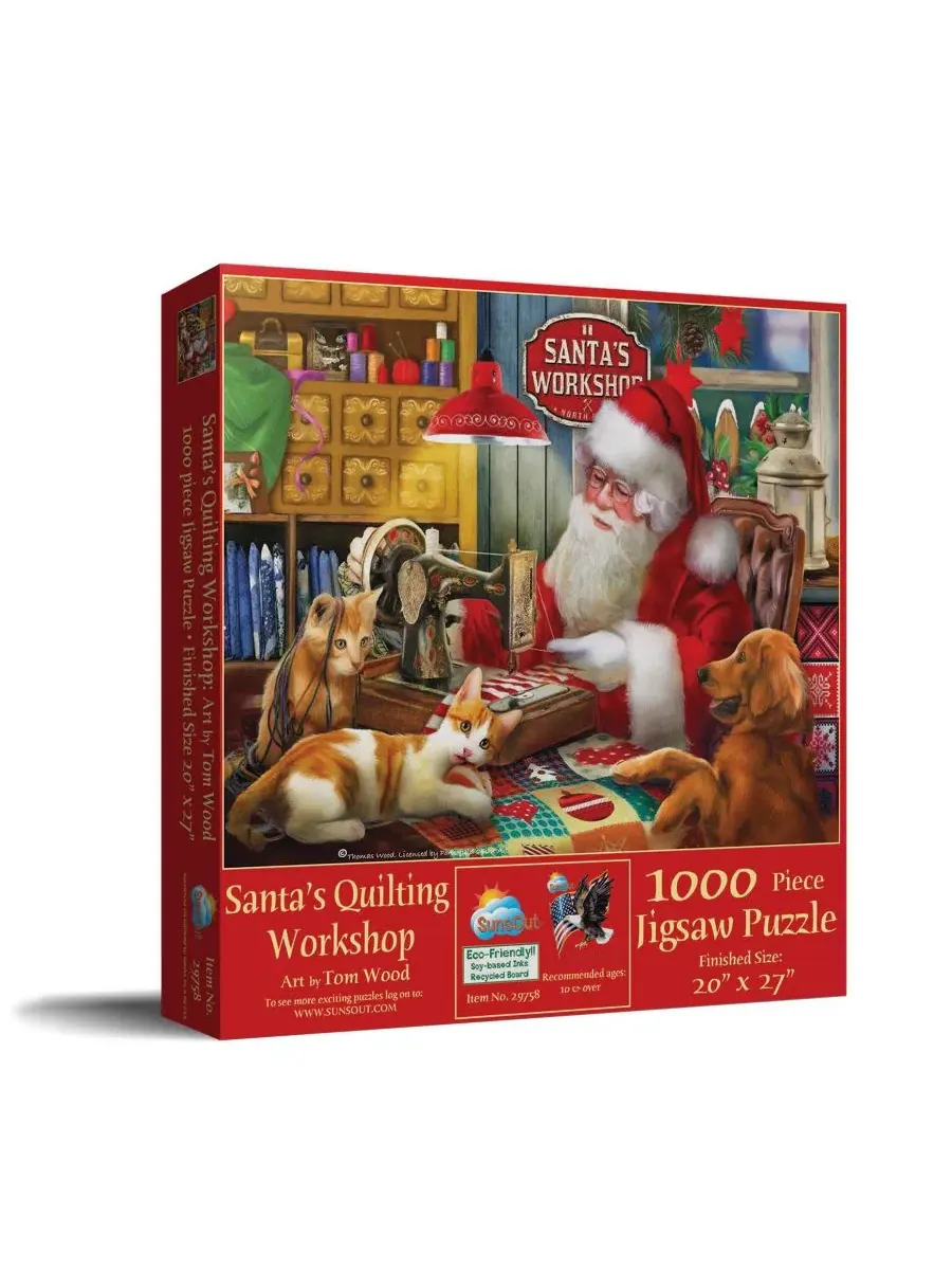 Пазл на 1000 деталей Santa's Quilting Workshop, 51x69 см SunsOut