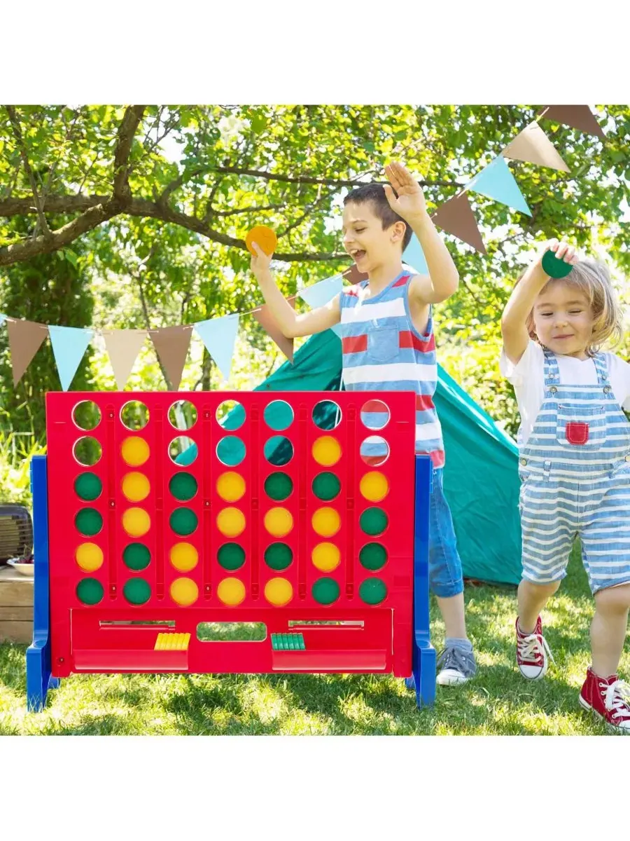 Большой игровой набор Connect 4-to-Score с 42 монетами для игры на открытом воздухе Gouun — изображение 4 из 10, синий