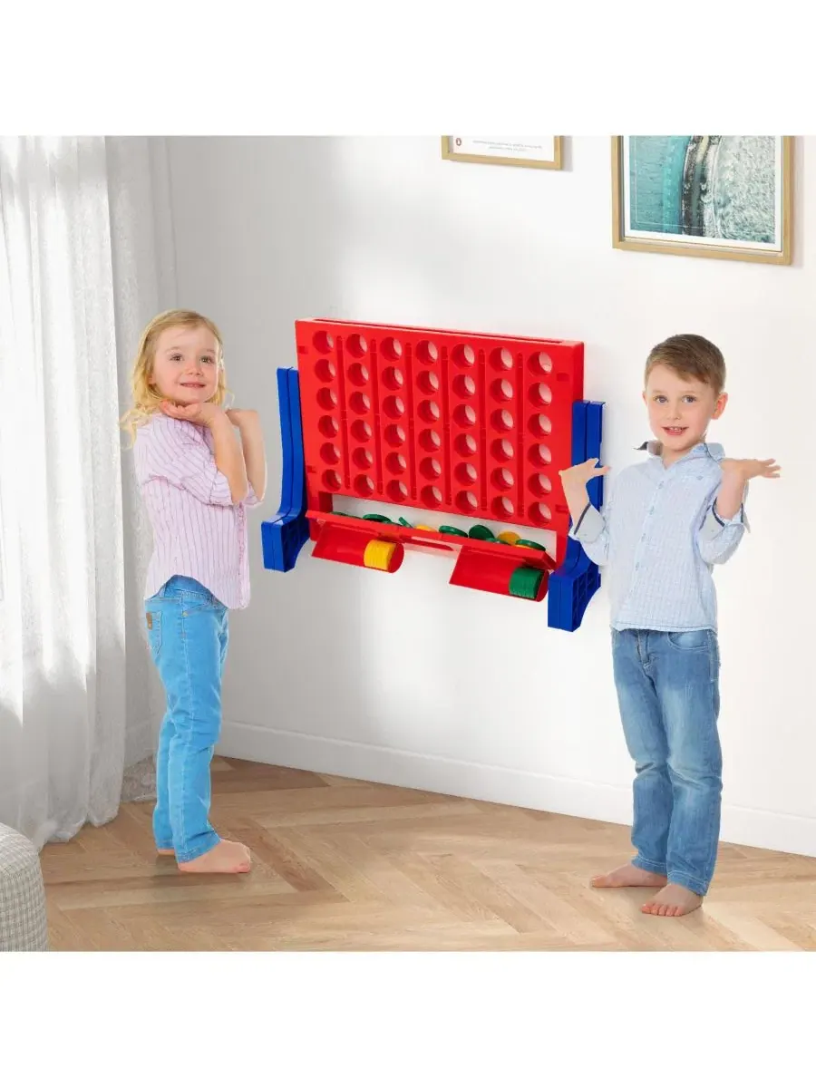 Большой игровой набор Connect 4-to-Score с 42 монетами для игры на открытом воздухе Gouun — изображение 7 из 10, синий