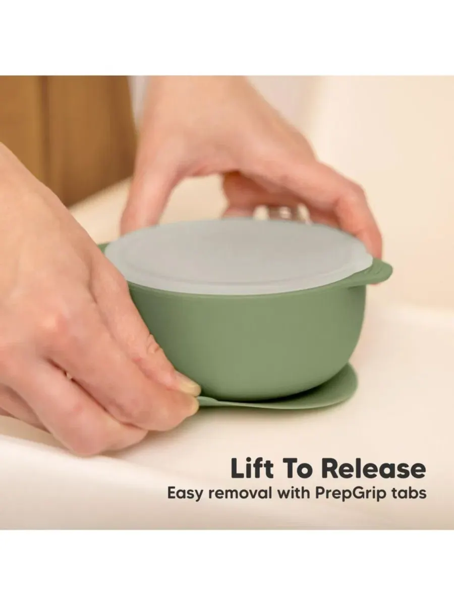 Набор из 2 детских мисок с присосками и крышками, силиконовые миски для мальчиков, девочек и — изображение 7 из 9, серый