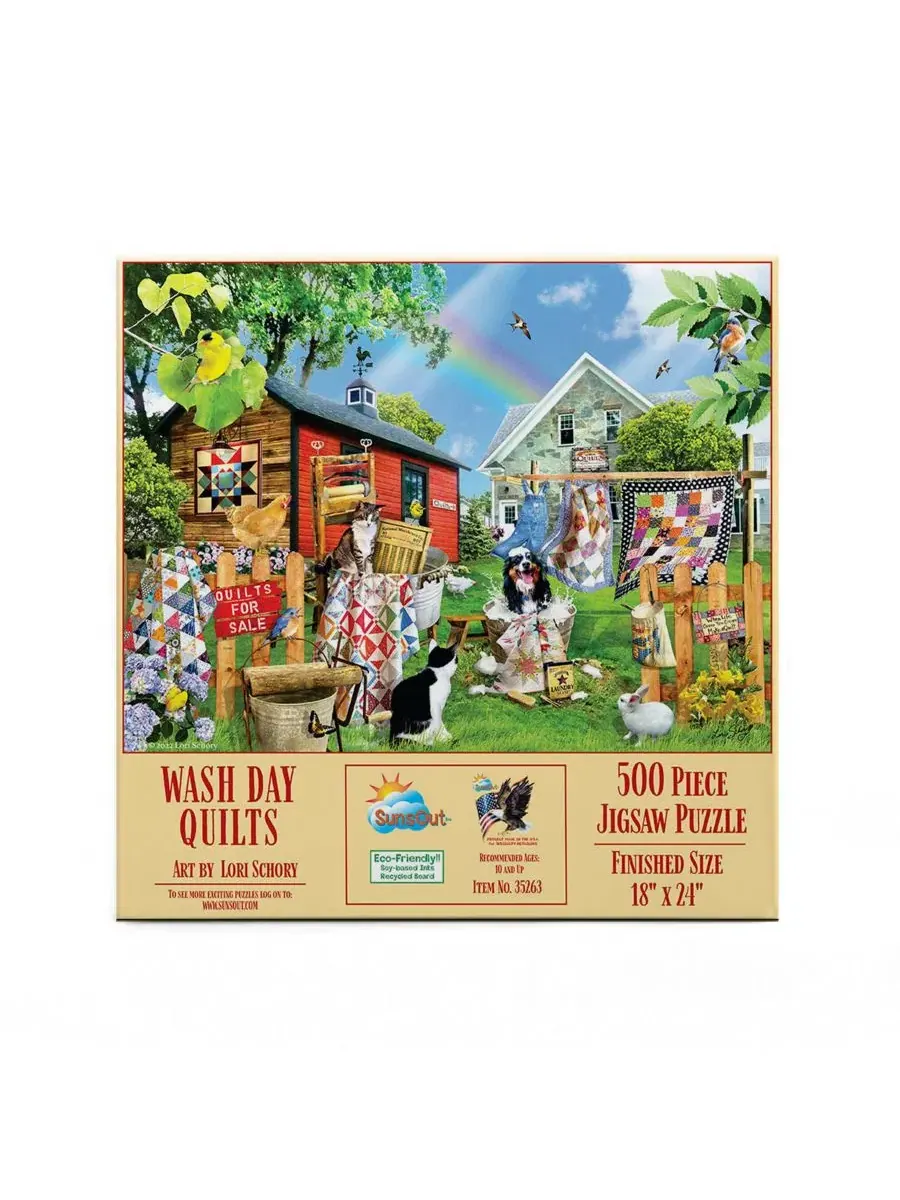 Пазл Wash Day Quilts из 500 деталей для взрослых Sunsout — изображение 2 из 5, нет цвета
