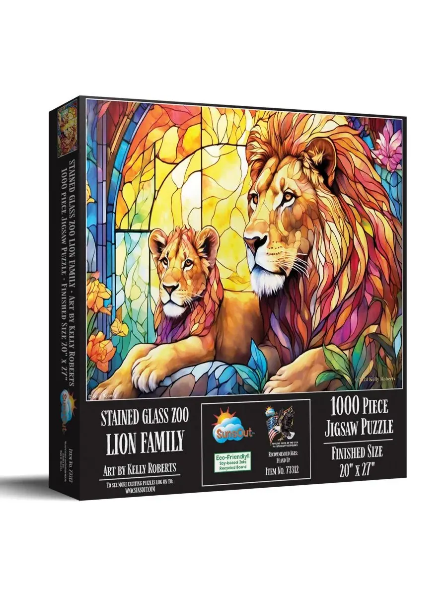 Пазл 1000 элементов Stained Glass Zoo Lion Family SunsOut