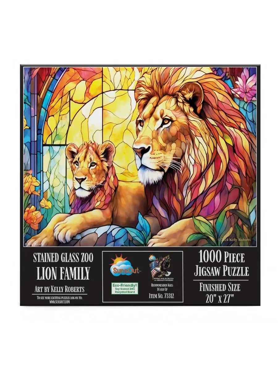 Пазл 1000 элементов Stained Glass Zoo Lion Family SunsOut — изображение 3 из 5, нет цвета