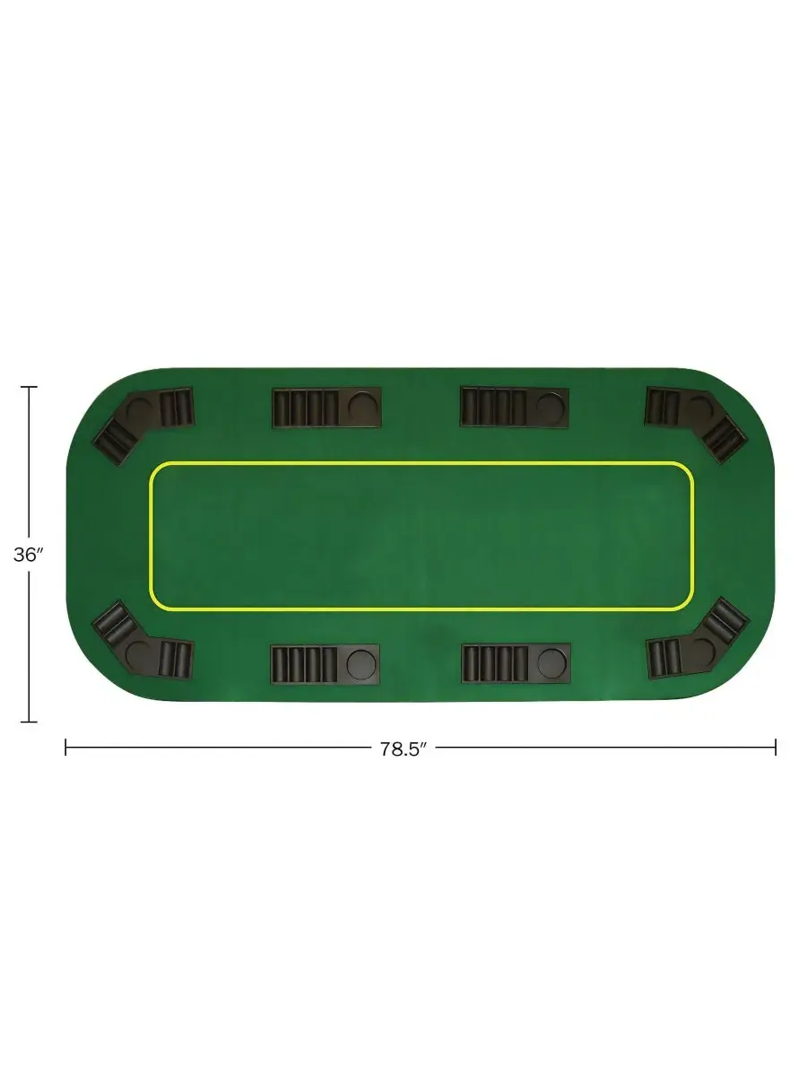 Складная настольная покерная игра Texas Hold'em, 200 см, с фишками и подстаканниками Trademark — изображение 6 из 6, зеленый