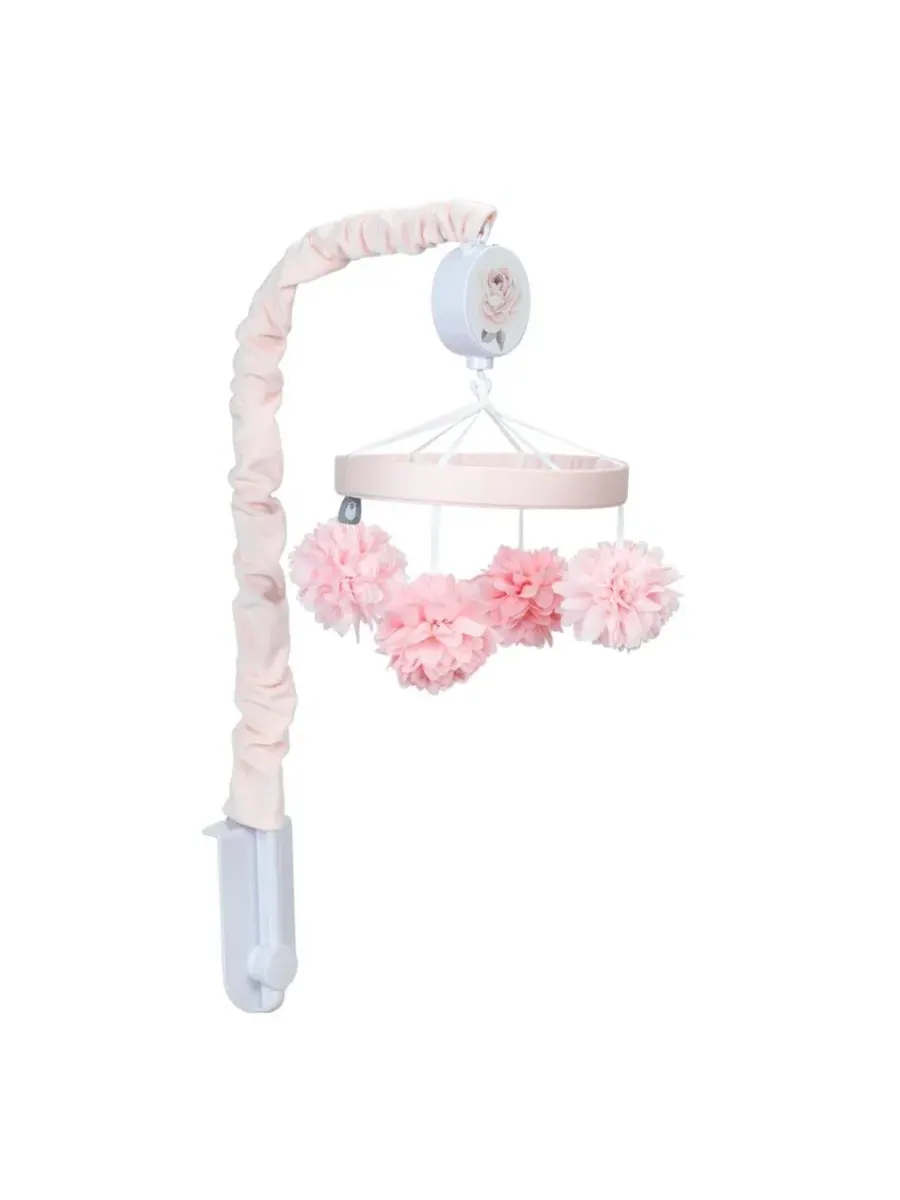 Музыкальный мобиль для детской кроватки Signature Botanical Baby Pink Floral Lambs & Ivy — изображение 4 из 6, розовый