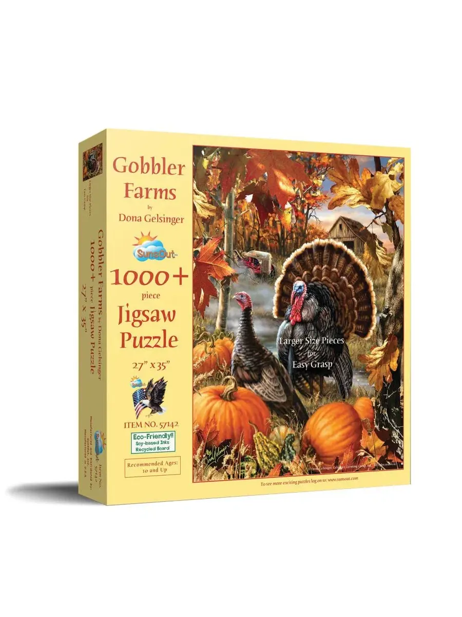 Пазл Gobbler Farms из 1000 деталей для взрослых, крупные детали, посвященные Дню благодарения