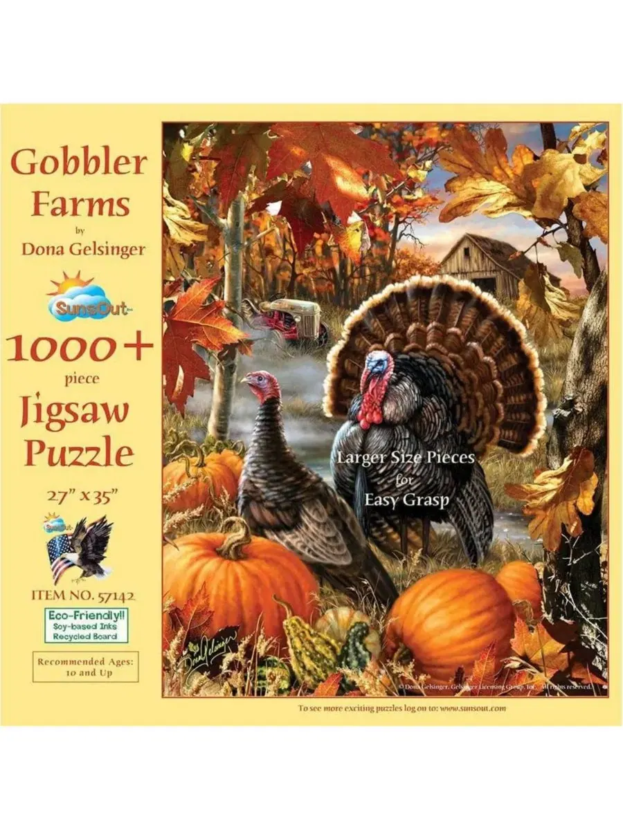 Пазл Gobbler Farms из 1000 деталей для взрослых, крупные детали, посвященные Дню благодарения — изображение 2 из 6, нет цвета