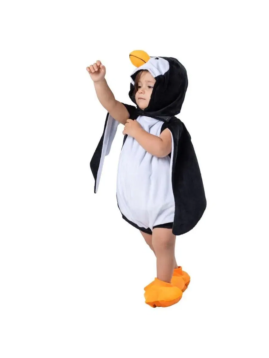 Детский костюм пингвина с капюшоном и пинетками Dress Up America — изображение 3 из 4, черный белый