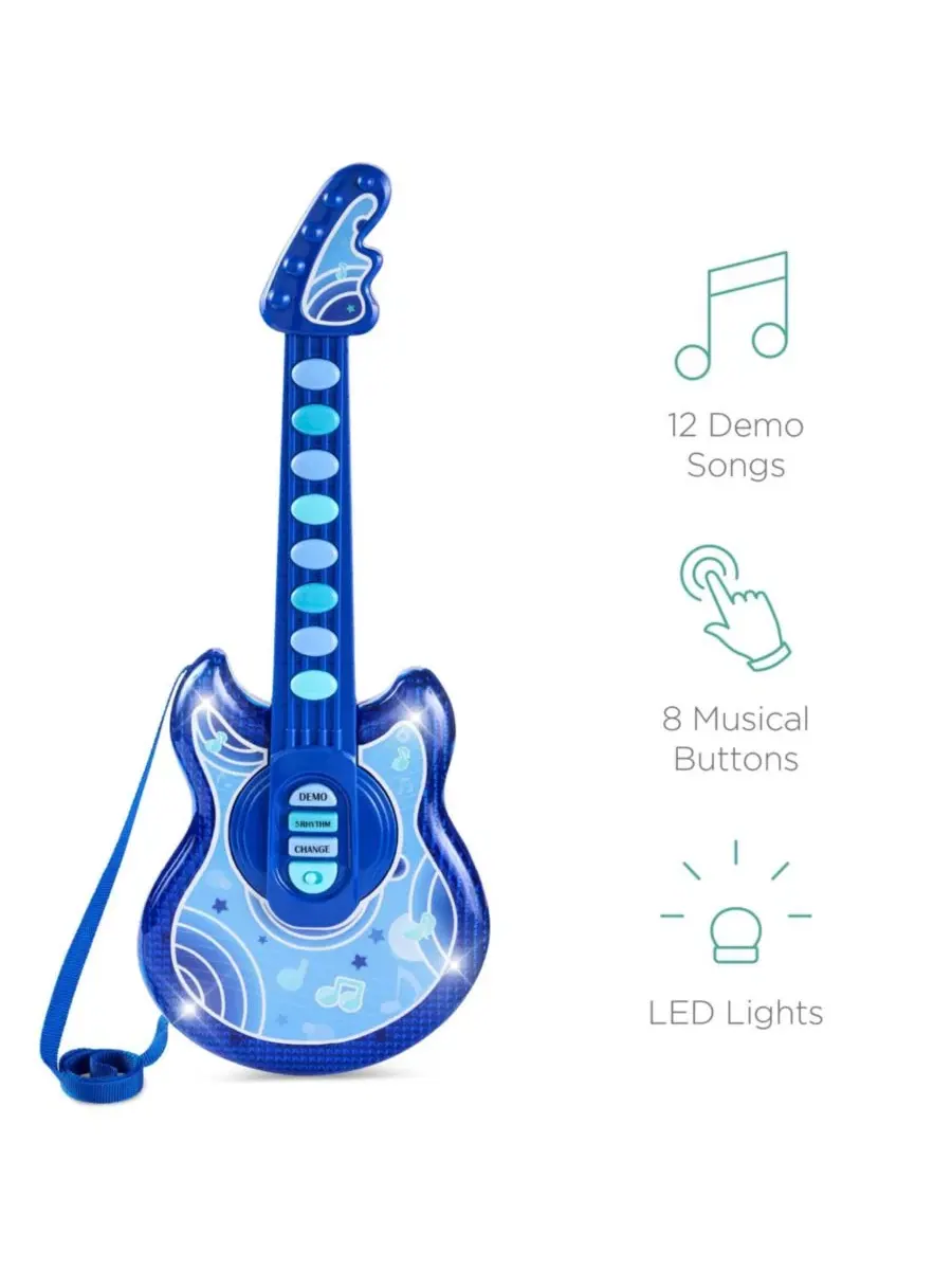 Детская гитара Flash Guitar 48 см , музыкальный инструмент для ролевых игр для малышей с микрофоном — изображение 2 из 5