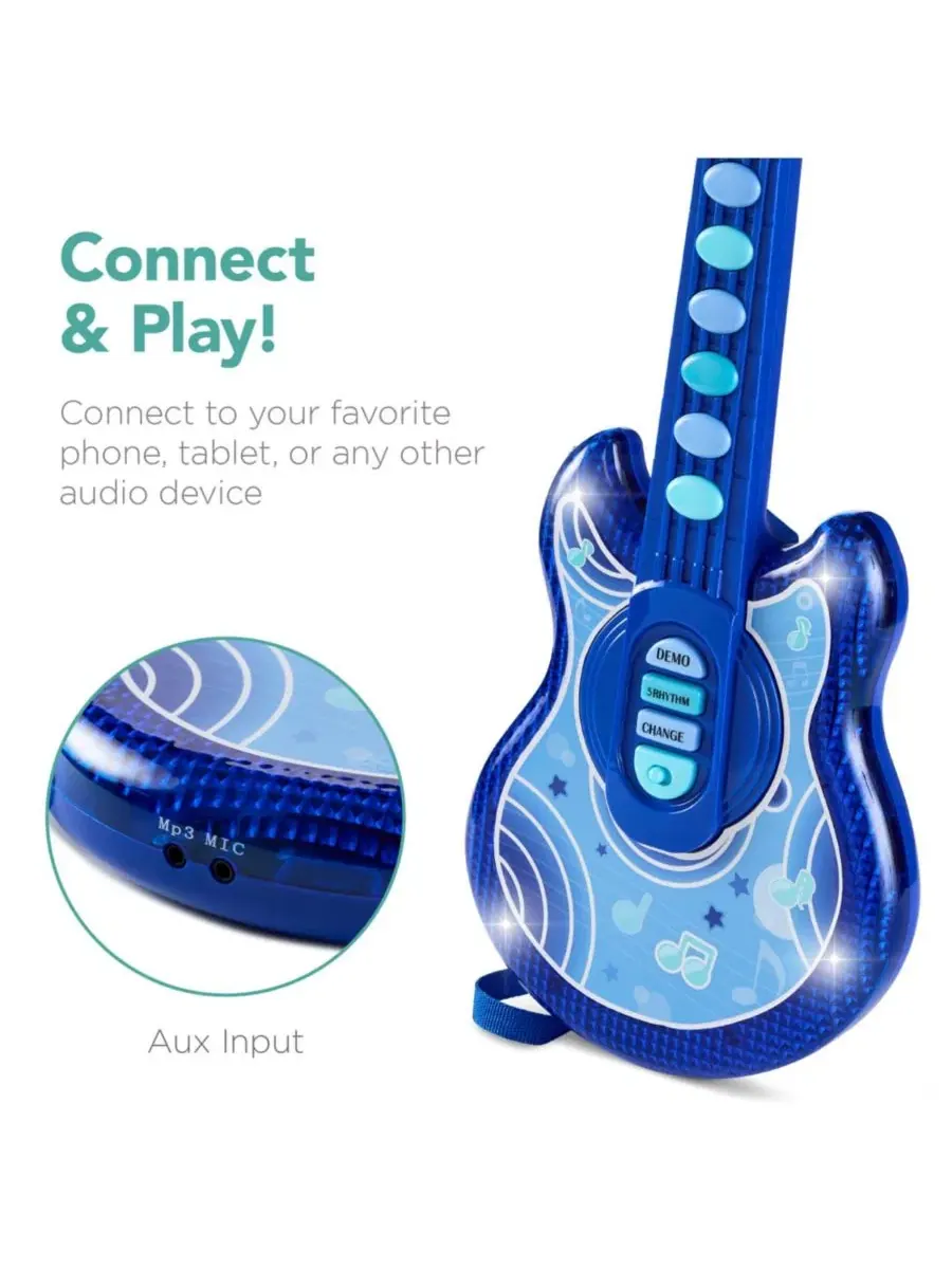 Детская гитара Flash Guitar 48 см , музыкальный инструмент для ролевых игр для малышей с микрофоном — изображение 3 из 5