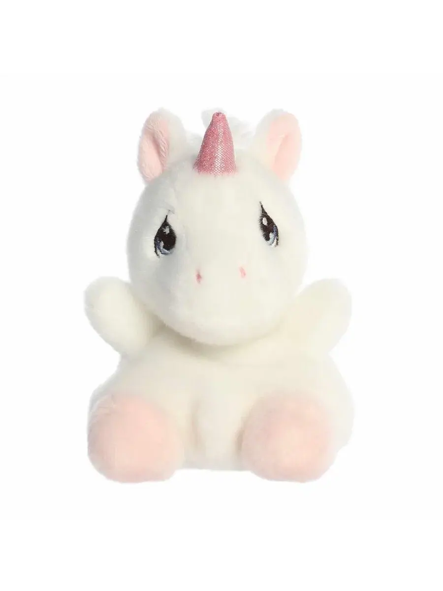 Миниатюрная плюшевая игрушка «Единорог с блестками» из серии Palm Pals от Precious Moments Aurora — белый