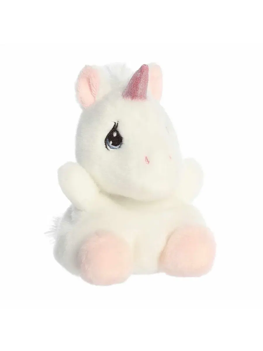 Миниатюрная плюшевая игрушка «Единорог с блестками» из серии Palm Pals от Precious Moments Aurora — изображение 2 из 4, белый