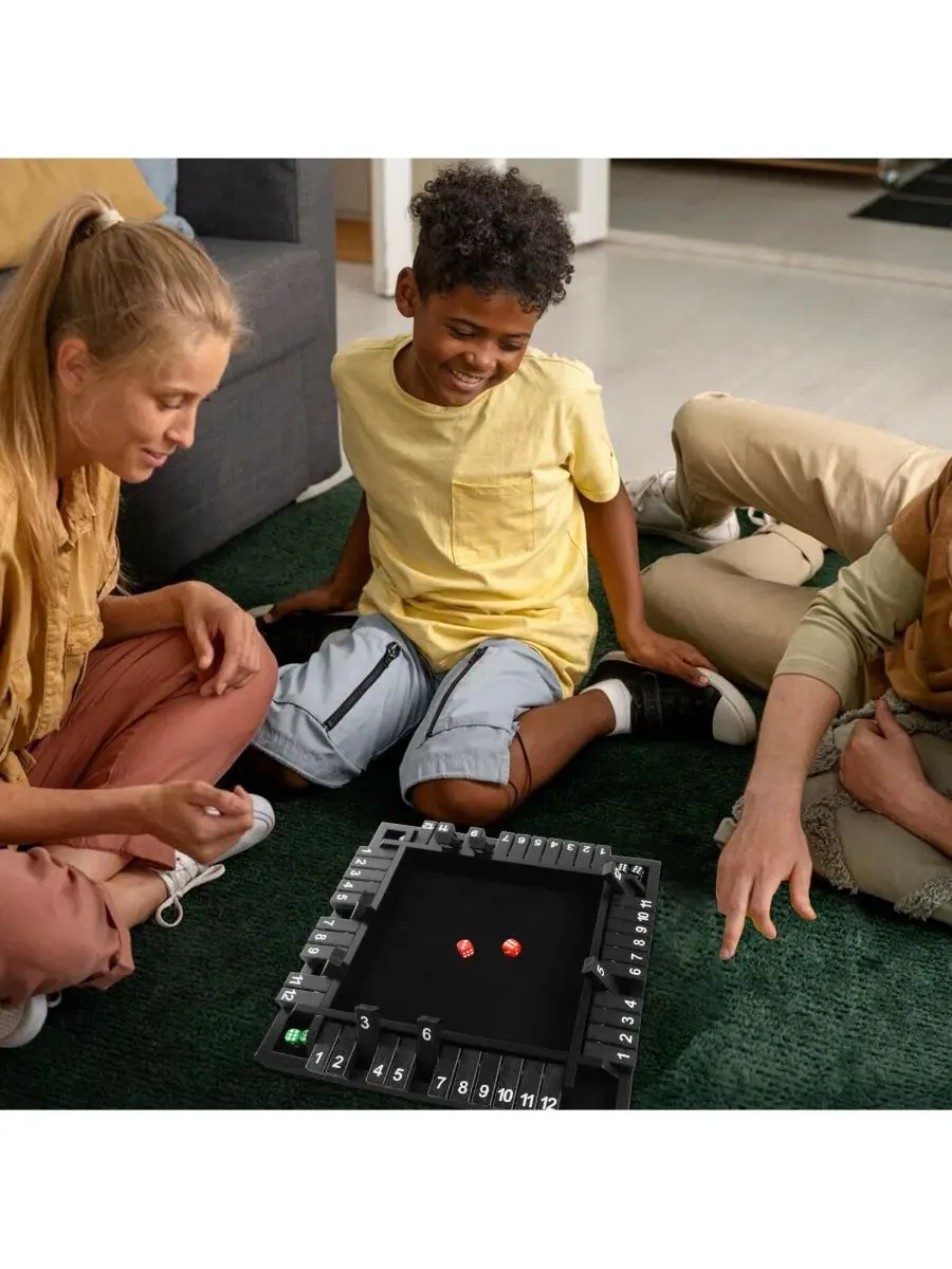 Настольная игра Shut the Box 4-в-1 из сосны, 12 номеров, 8 кубиков GSE Games & Sports Expert — изображение 6 из 6, черный