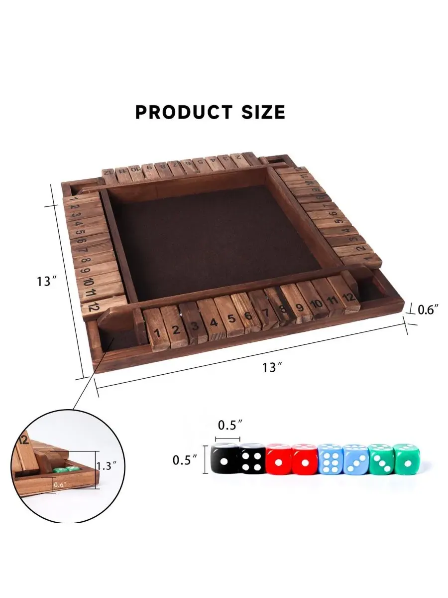 Настольная игра Shut the Box из соснового дерева, 4 игрока GSE Games & Sports Expert — изображение 2 из 6, коричневый