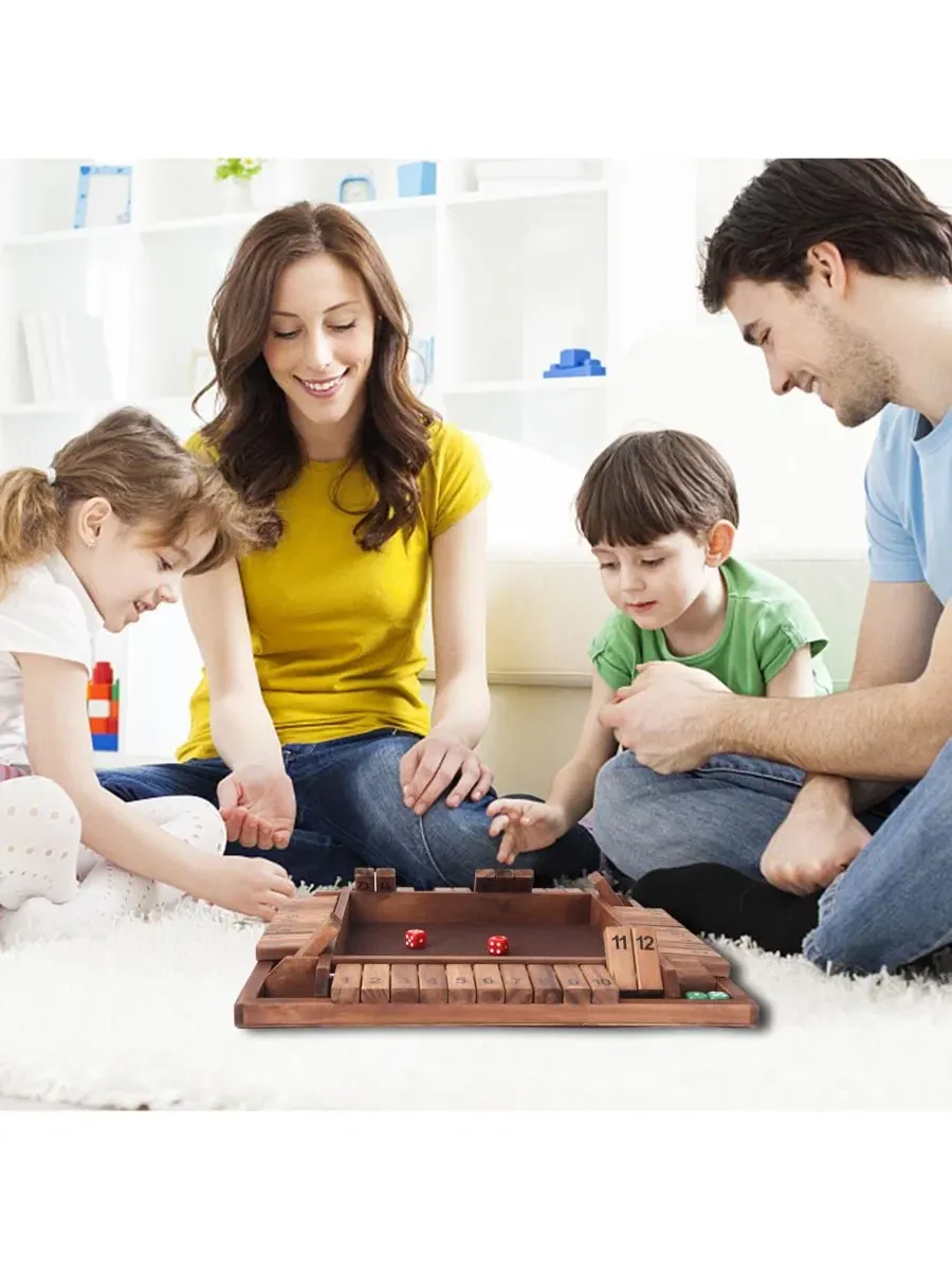Настольная игра Shut the Box из соснового дерева, 4 игрока GSE Games & Sports Expert — изображение 3 из 6, коричневый
