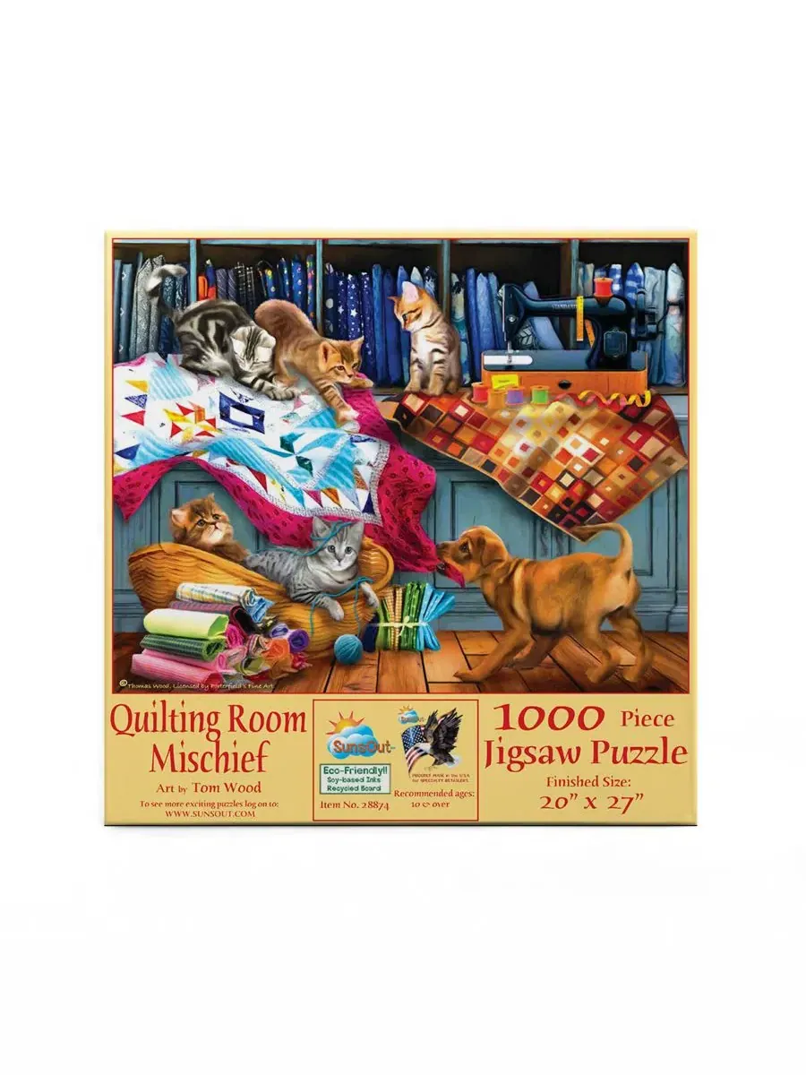Пазл Quilting Room Mischief из 1000 деталей для взрослых Sunsout — изображение 2 из 3, нет цвета