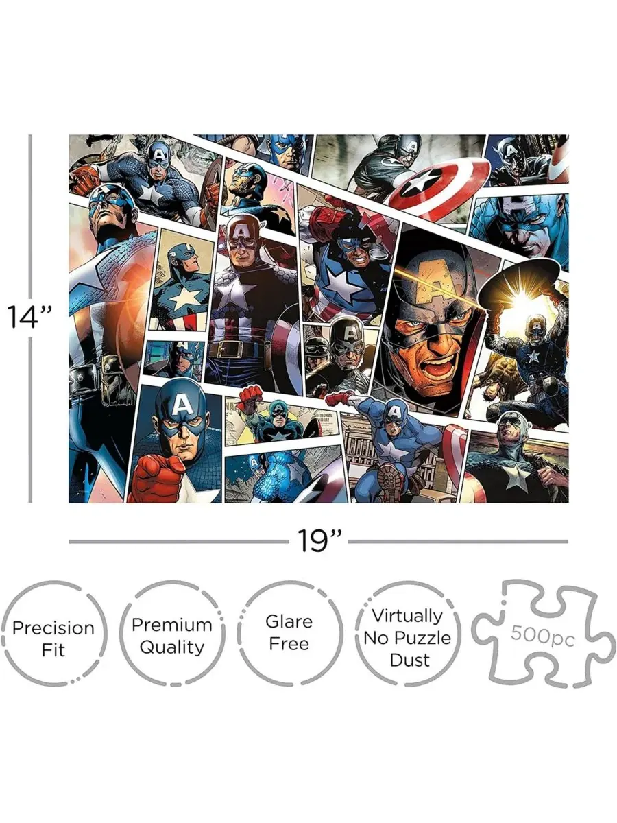 Пазл Marvel «Капитан Америка» (500 деталей) Nmr Distribution — изображение 2 из 3, нет цвета