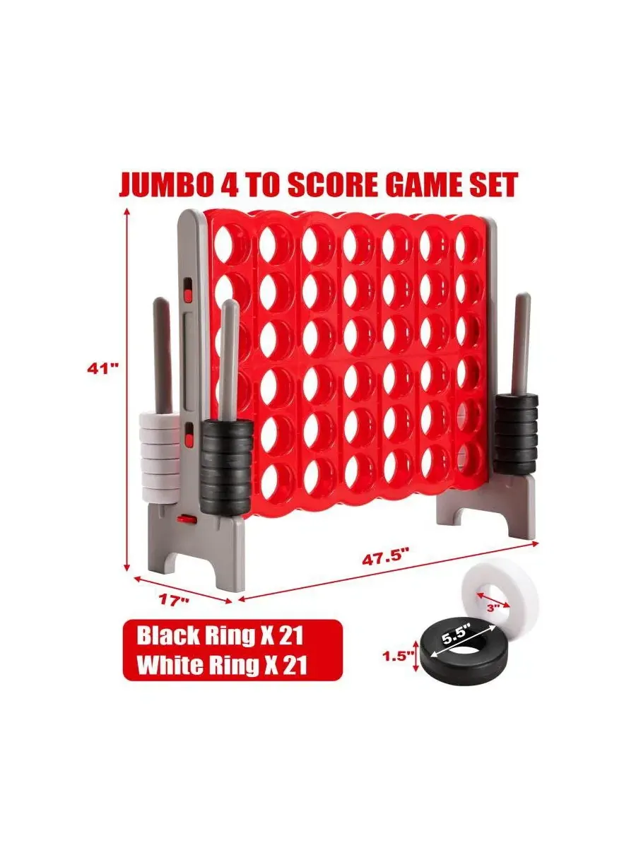 Напольная игра 4 в ряд гигантская с 42 кольцами, модель Jumbo 4 to Score Slickblue — изображение 5 из 8, красный