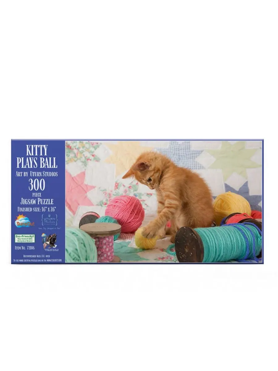 Пазл 300 элементов Kitty Plays Ball SunsOut, 40x66 см — изображение 2 из 5, нет цвета