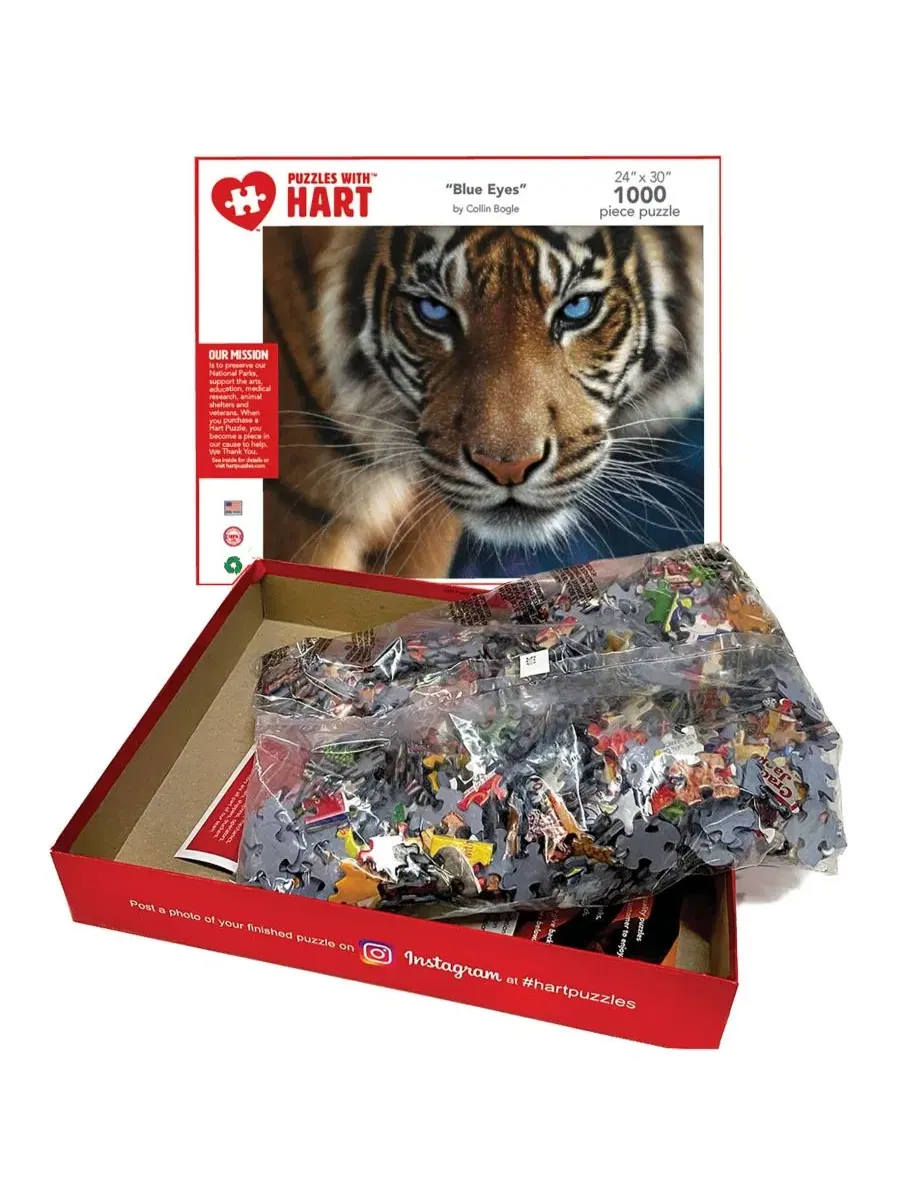 Пазл Blue Eyes Tiger, 1000 деталей, 61×76 см Hart Puzzles — изображение 2 из 4, мульти