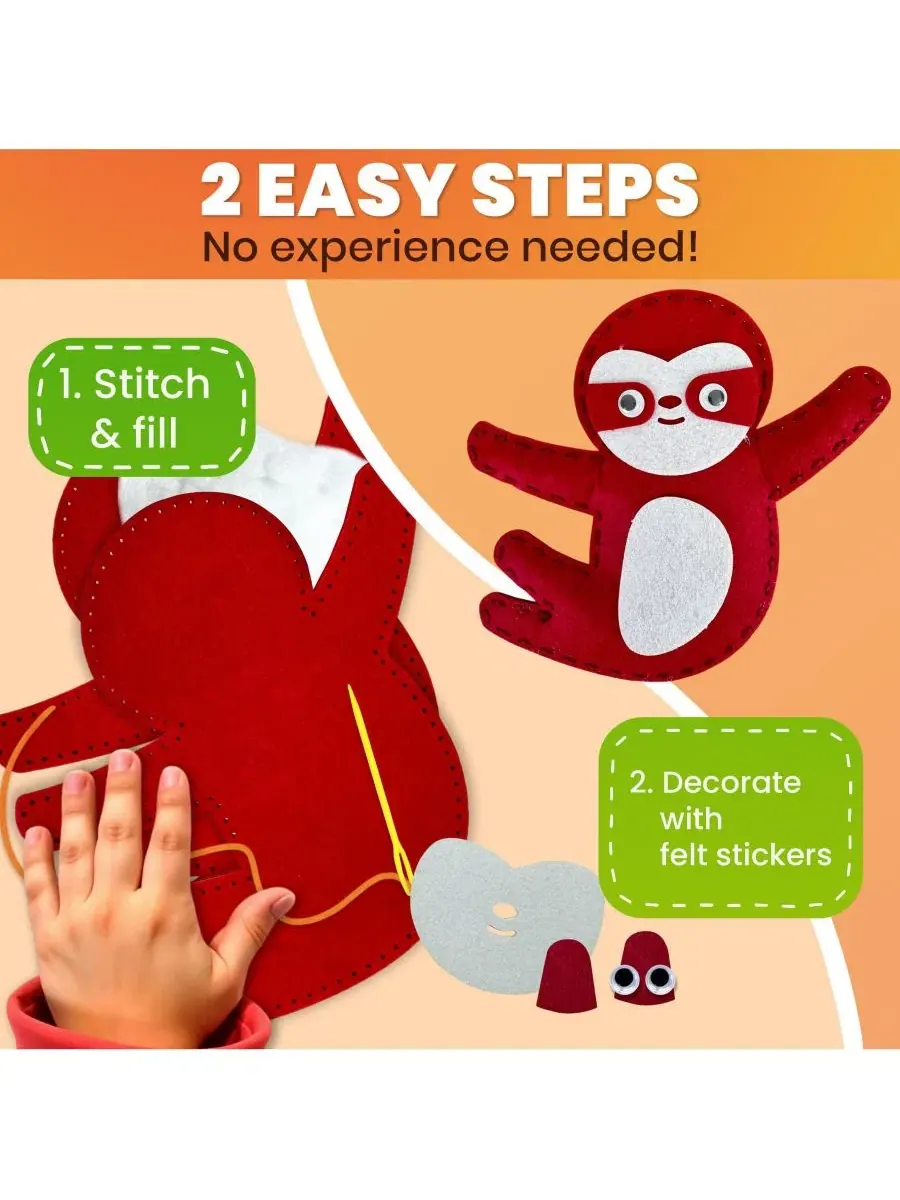 Набор для детского творчества для детей 4-8 лет: иголка и нитки для начинающих (12 предметов) — изображение 4 из 6, сафари