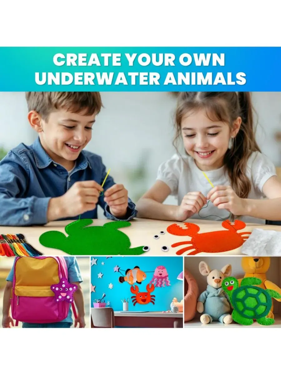 Набор для детского творчества для детей 4-8 лет: иголка и нитки для начинающих (12 предметов) — изображение 6 из 8, океанский