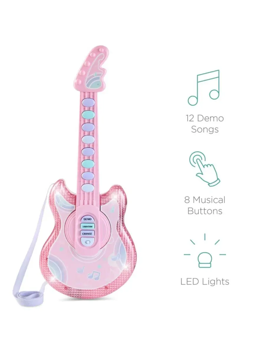 Детская гитара Flash Guitar 48 см , музыкальный инструмент для ролевых игр для малышей с микрофоном — изображение 6 из 7