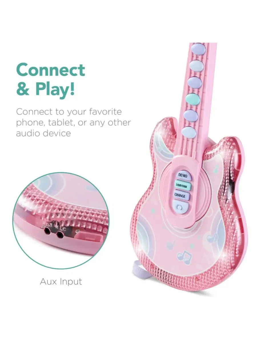 Детская гитара Flash Guitar 48 см , музыкальный инструмент для ролевых игр для малышей с микрофоном — изображение 7 из 7