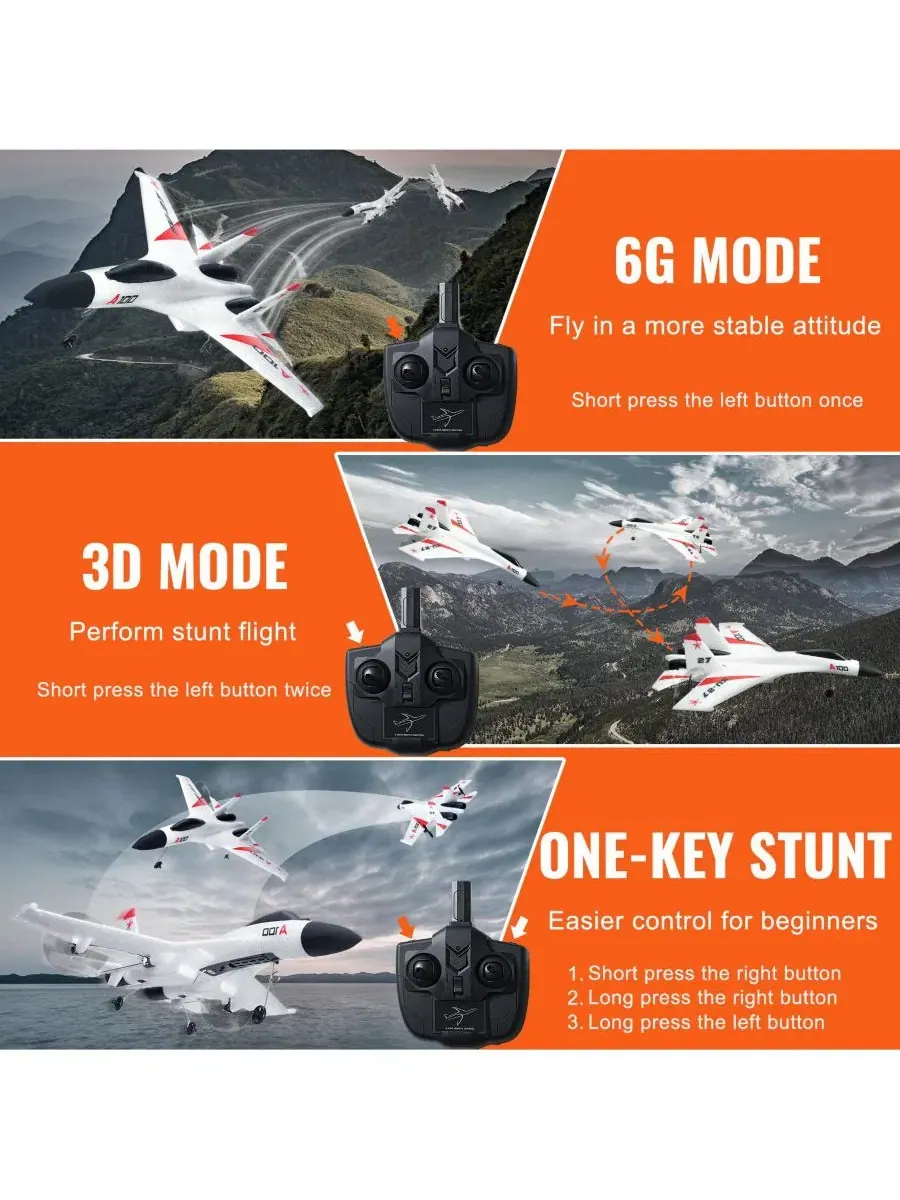 Радиоуправляемый самолет для трюков 4-канальный, с 3D и 6G режимами, Ready-to-Fly SEVORLEY — изображение 6 из 11