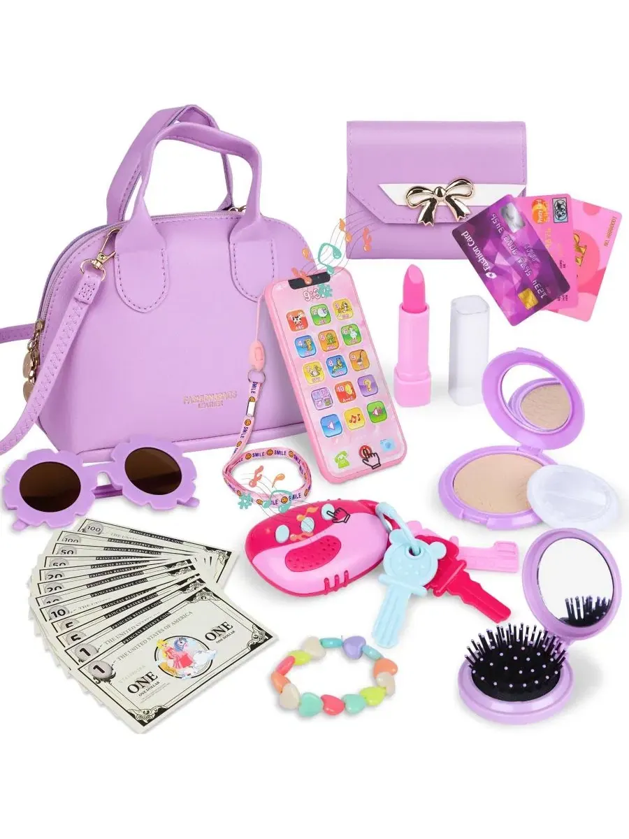 Набор игрушечной сумочки и косметики с аксессуарами, 25 предметов, Play Purse Handbag Makeup Set